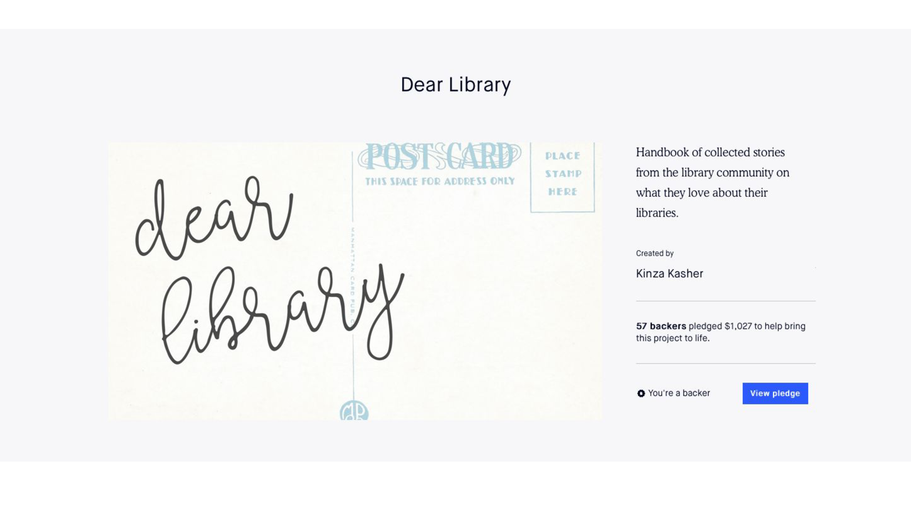Dear Library, a Kickstarter project by Kinza Kasher